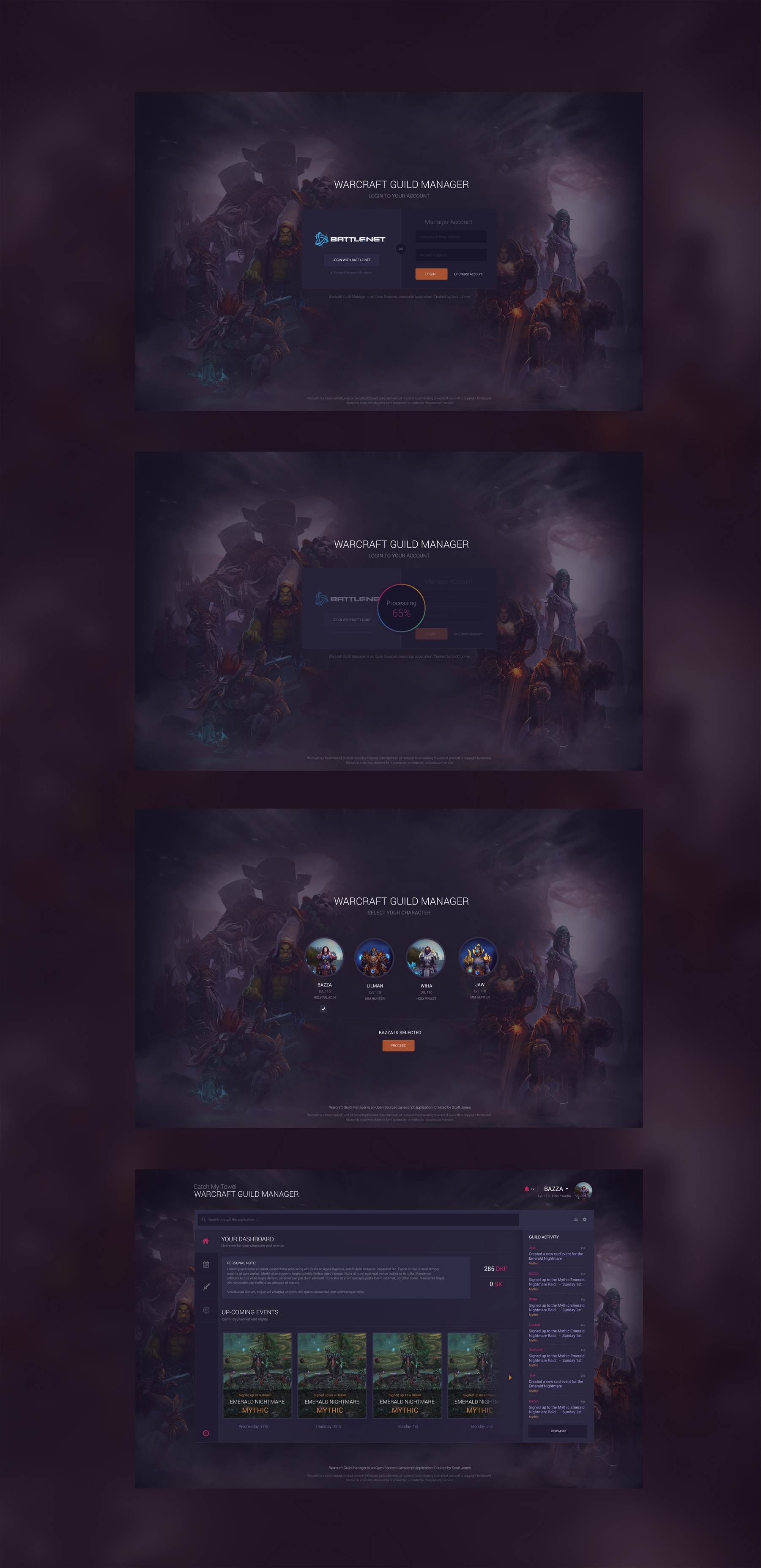 Electron JS Application that allows guilds to organize and maintain their members in real-time, using the WoW and Battle.net API.