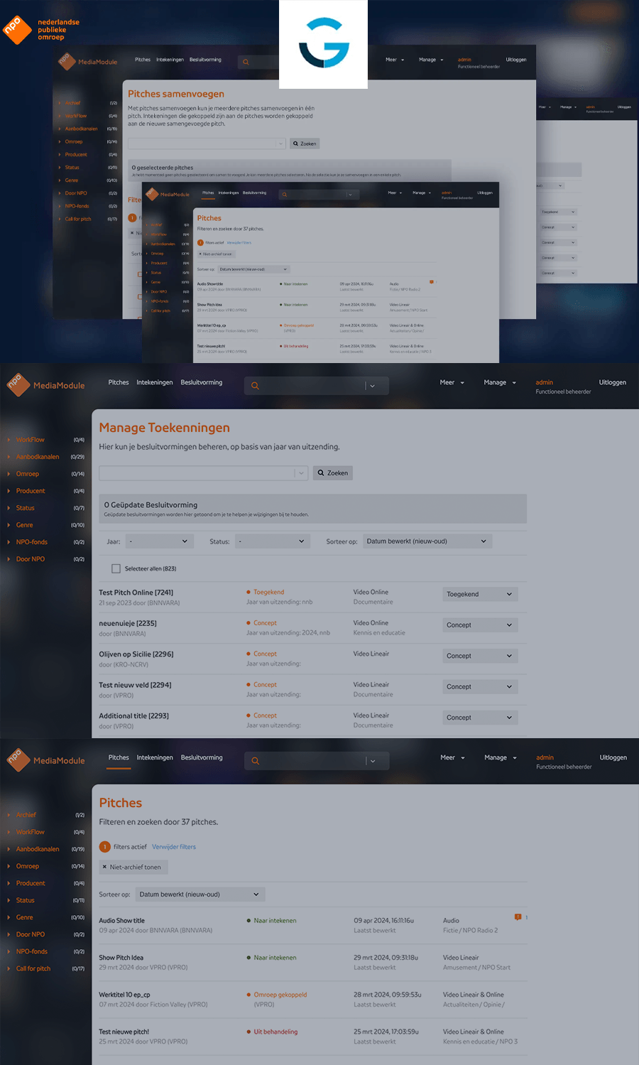 Nederlandse Publieke Omroep (NPO) required a back-office management software to help manage the yearly broadcast shows, ideas and scheduling in connection with external broadcasters and publishers. <br /> <br />
    Since joining Goldmund i have largely re-architected the react application into a living Next.js service, that has become more extensible and maintainable. As well as better scaling and adapting to the growing needs of NPO, Publishers and External Broadcasters.
    
